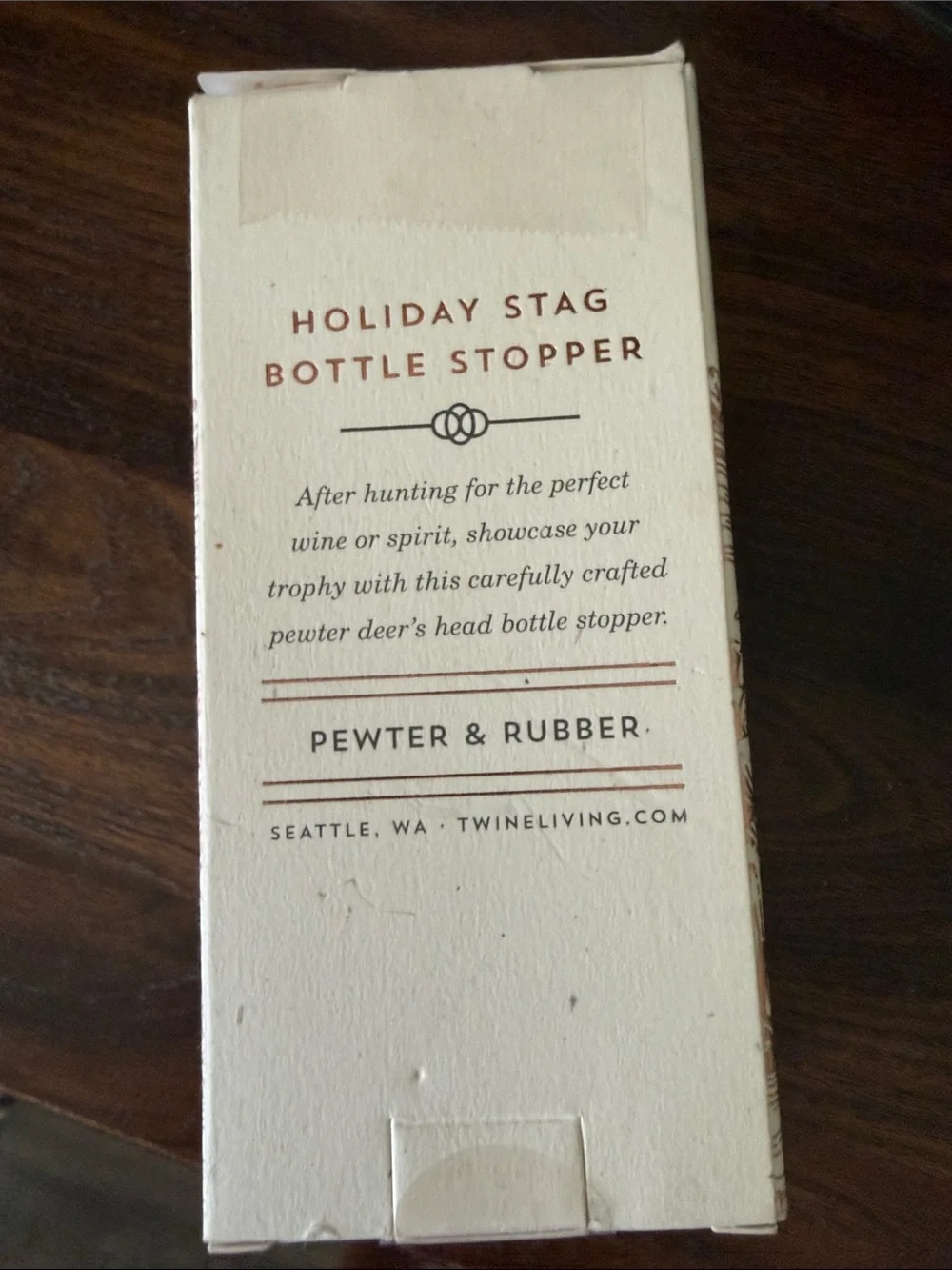 TWINE Living Co Holiday Stag Bottle Stopper - Silver Deer Barware Pewter